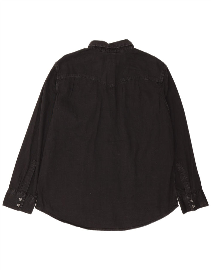 Camisa jeans masculina padrão Levi's XL preta de algodão