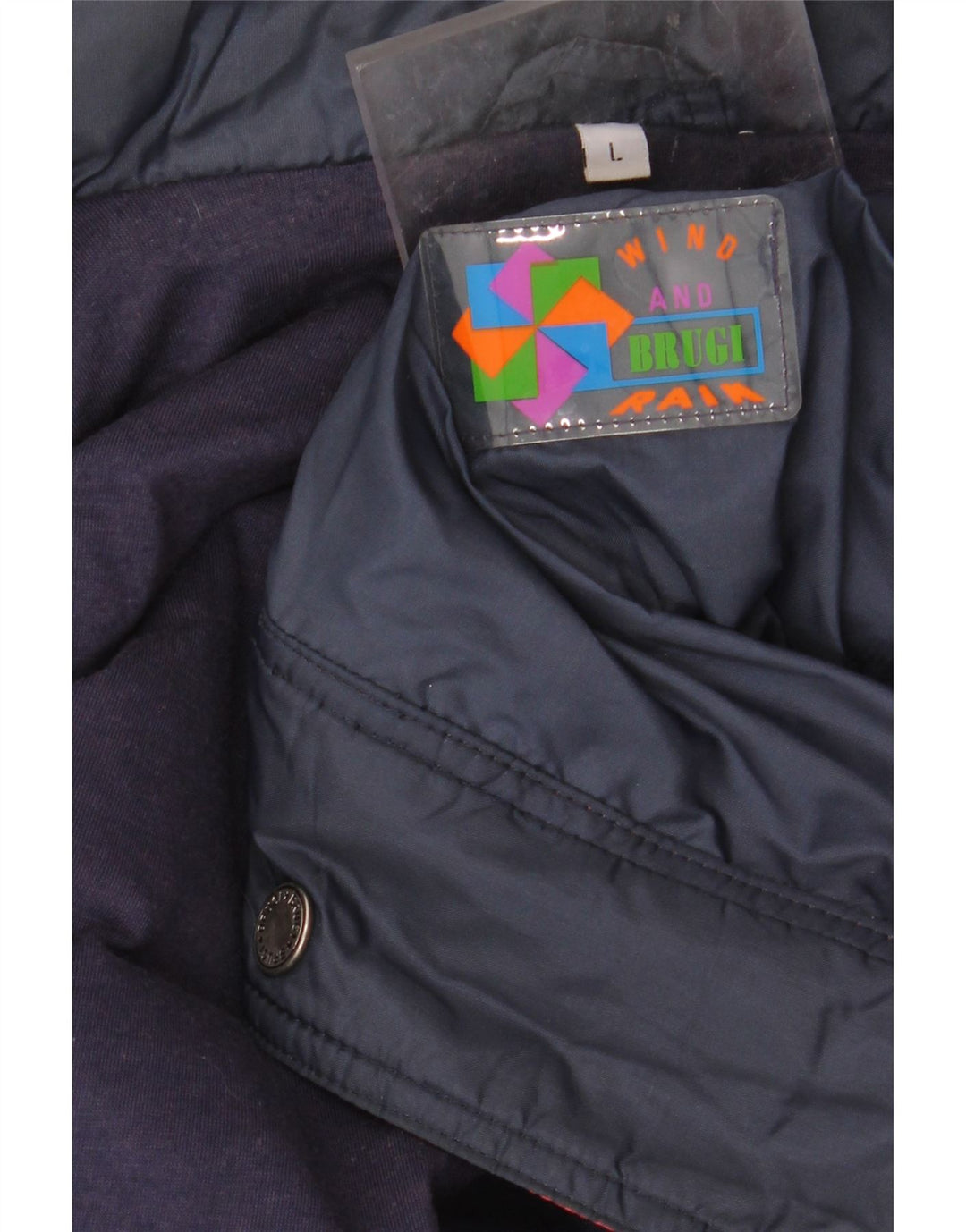 Jaqueta corta-vento masculina BRUGI UK 40 grande bloco colorido azul marinho