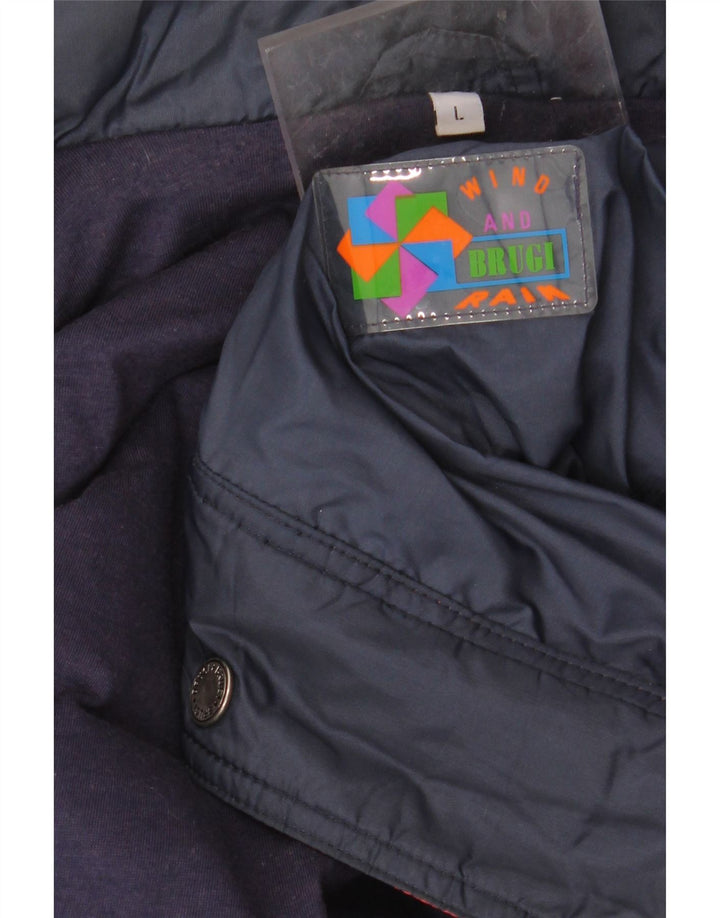 Jaqueta corta-vento masculina BRUGI UK 40 grande bloco colorido azul marinho