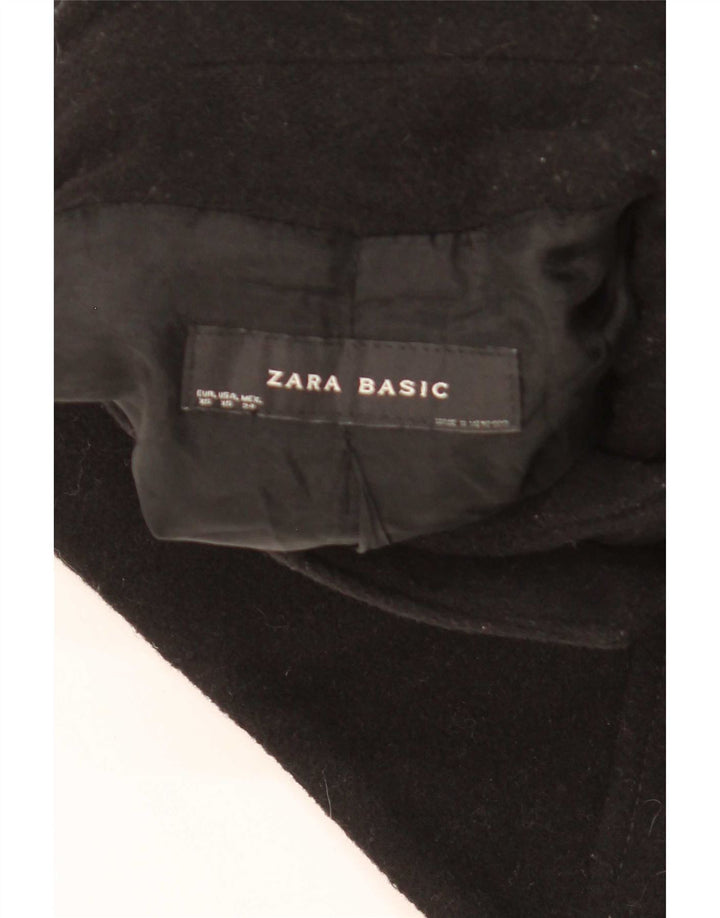 Zara Womens Pea Coat UK 6 XS Lã Preta