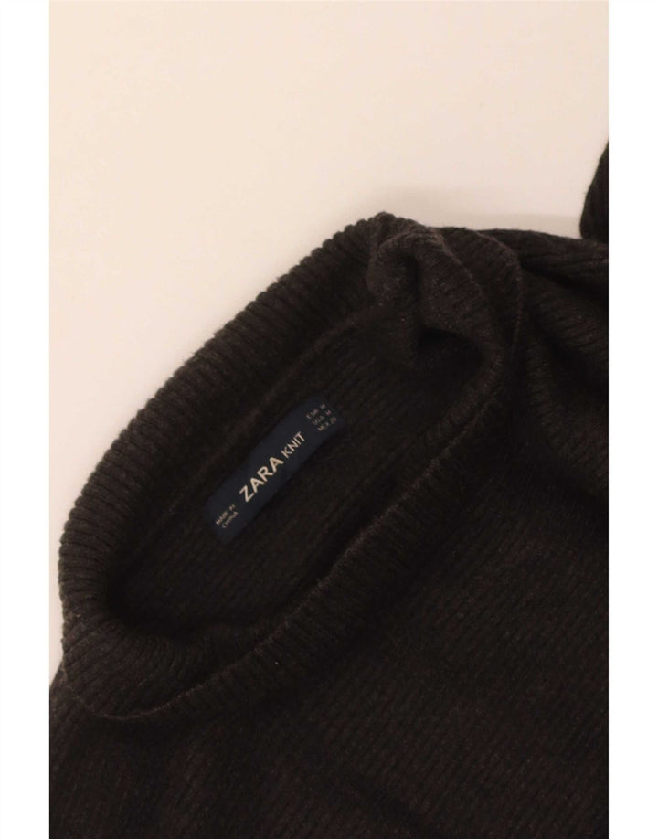 Suéter feminino Zara com gola tartaruga e gola redonda, Reino Unido 14, cinza médio