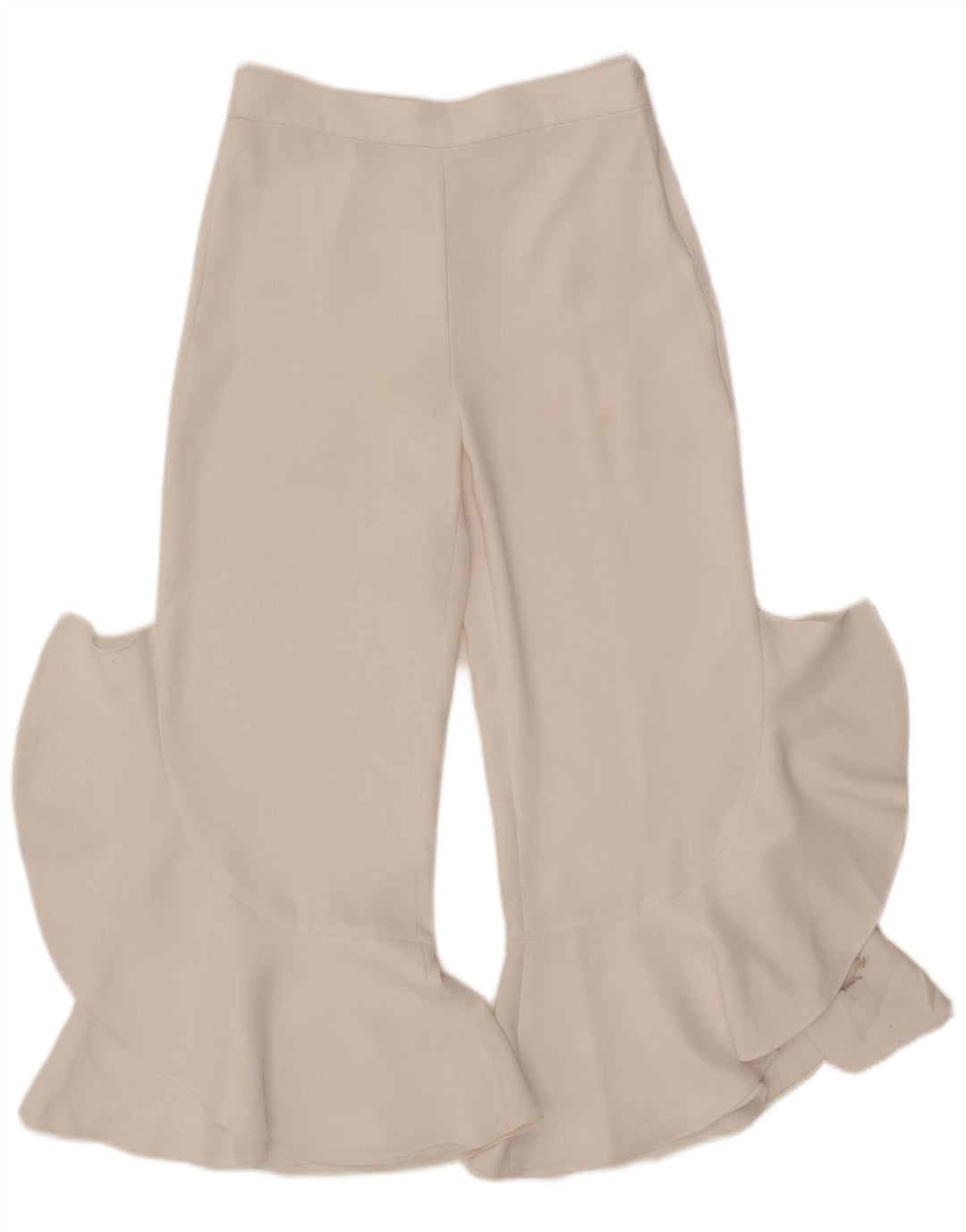 Calça feminina casual Zara Flare pequena W26 L25 branca