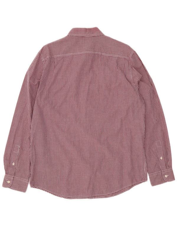 Camisa masculina Chaps Custom Fit grande algodão vermelho guingão
