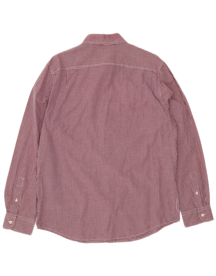 Camisa masculina Chaps Custom Fit grande algodão vermelho guingão