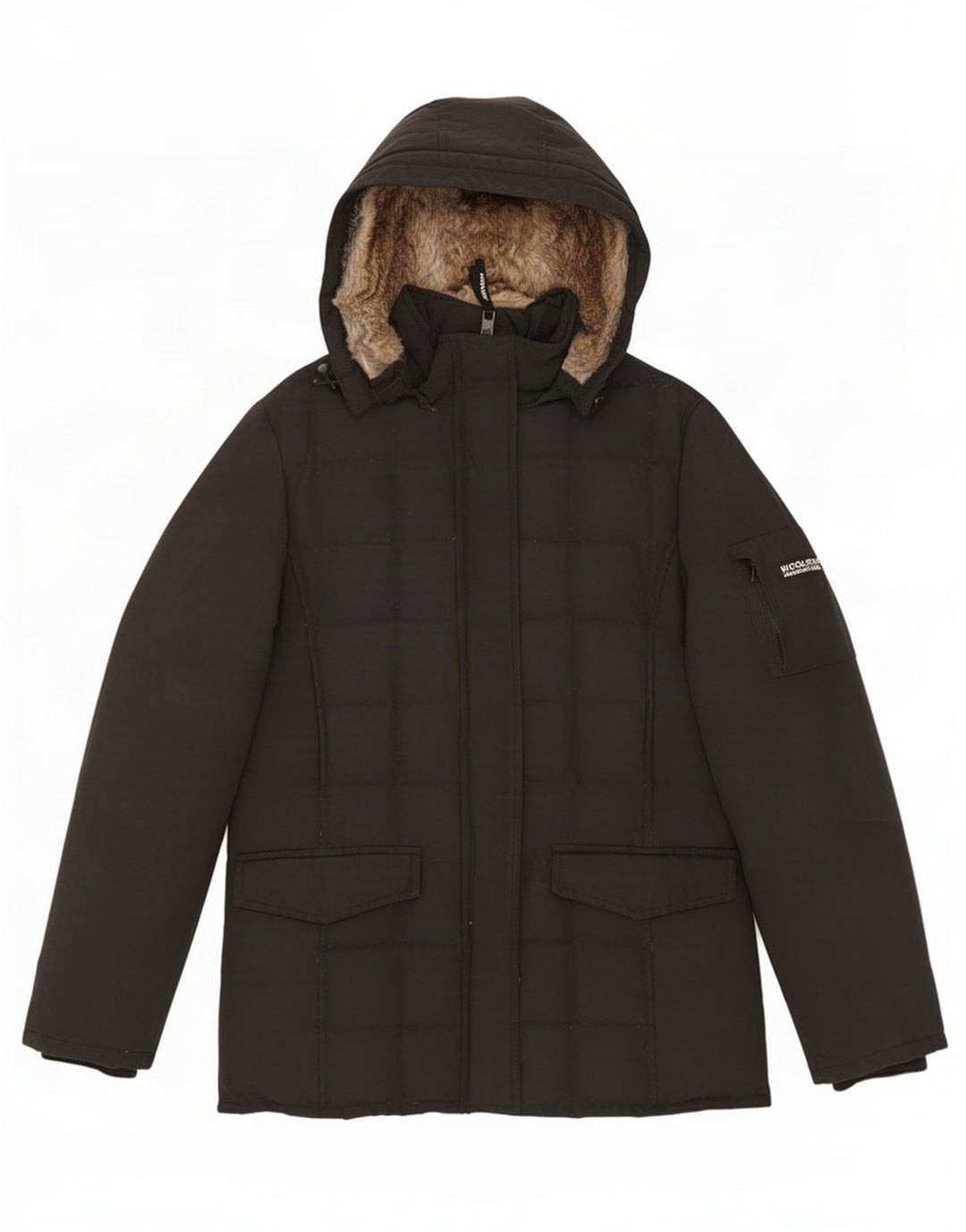 Jaqueta feminina acolchoada com capuz Woolrich UK 16 grande preta