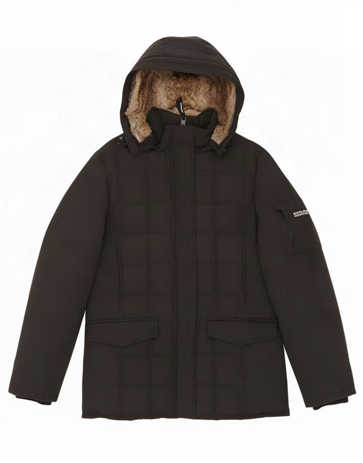 Jaqueta feminina acolchoada com capuz Woolrich UK 16 grande preta