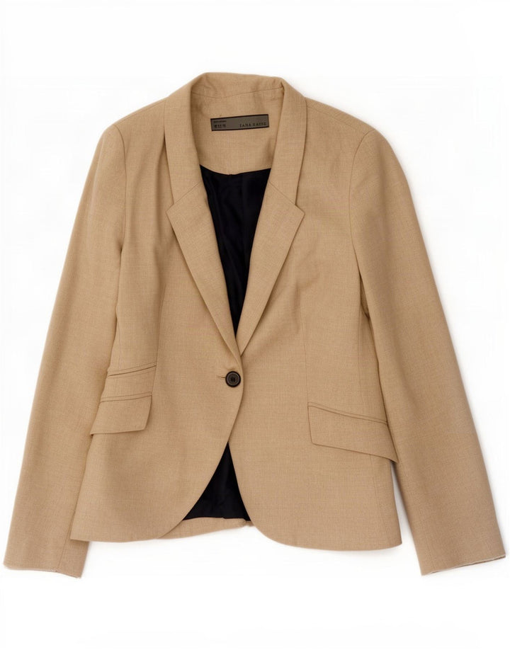 Jaqueta blazer feminina Zara com 1 botão Reino Unido 12 médio bege