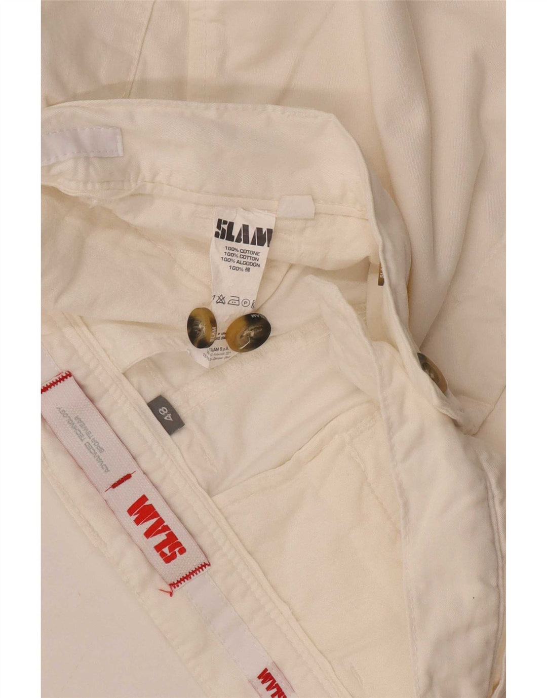 Slam Mens Chino Shorts IT 48 Médio W32 Algodão Branco