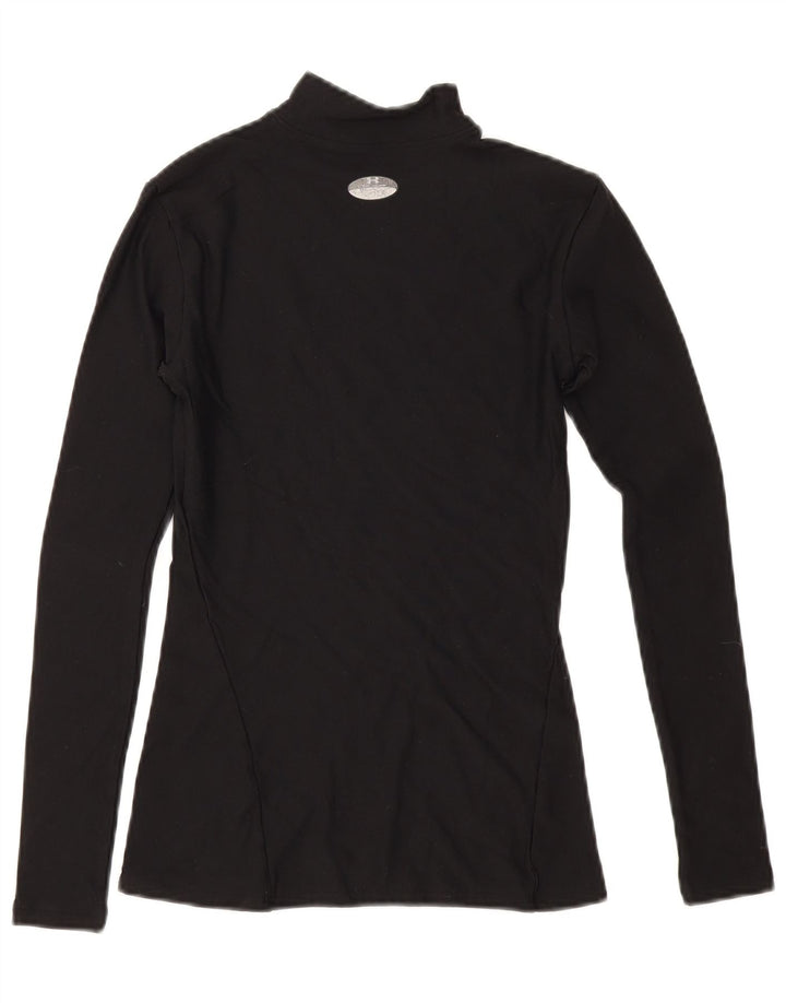 Top feminino Under Armour manga comprida UK 10 pequeno preto nylon