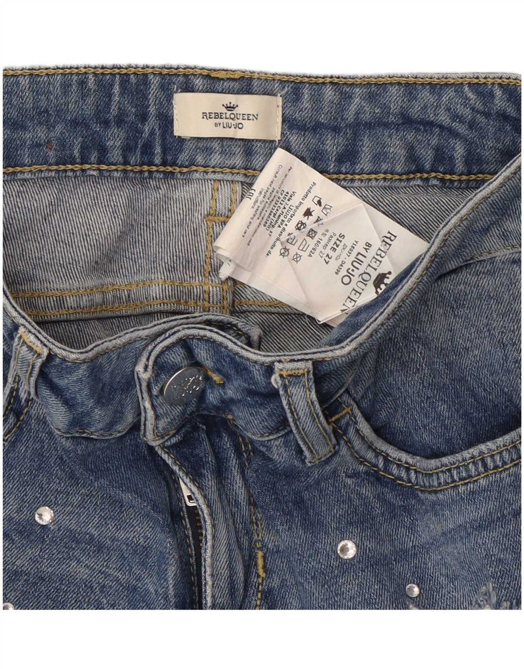 Liu Jo Jeans feminino slim desgastado W27 L27 algodão azul