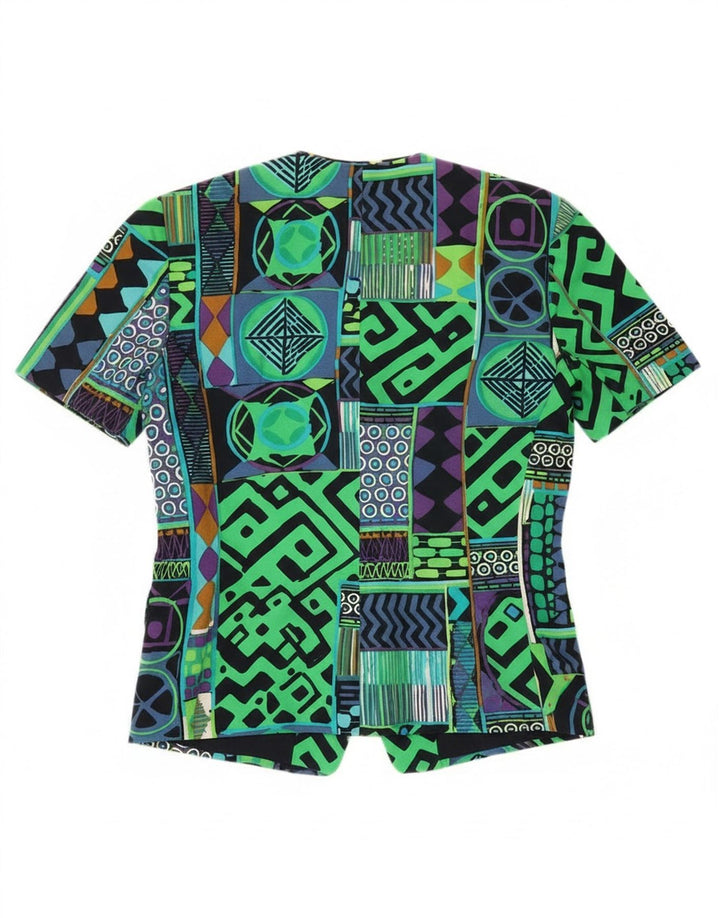 Jaqueta blazer feminina vintage com 3 botões IT 42 média multicolorida geométrica