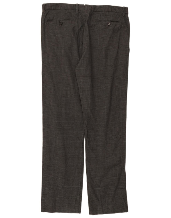 Calça masculina Gap Extra Sim Fit Chino W34 L32 cinza xadrez algodão