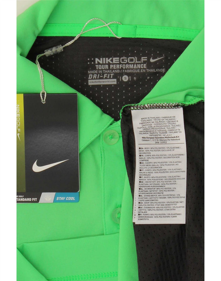 Camisa polo masculina Nike Dri Fit pequena verde colorblock poliéster