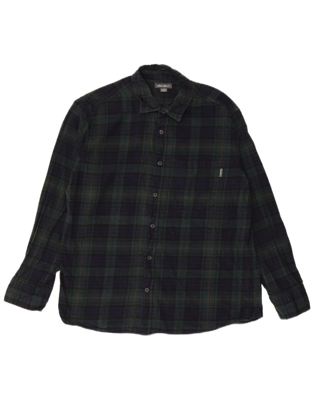 Camisa masculina de flanela EDDIE BAUER grande algodão xadrez azul marinho