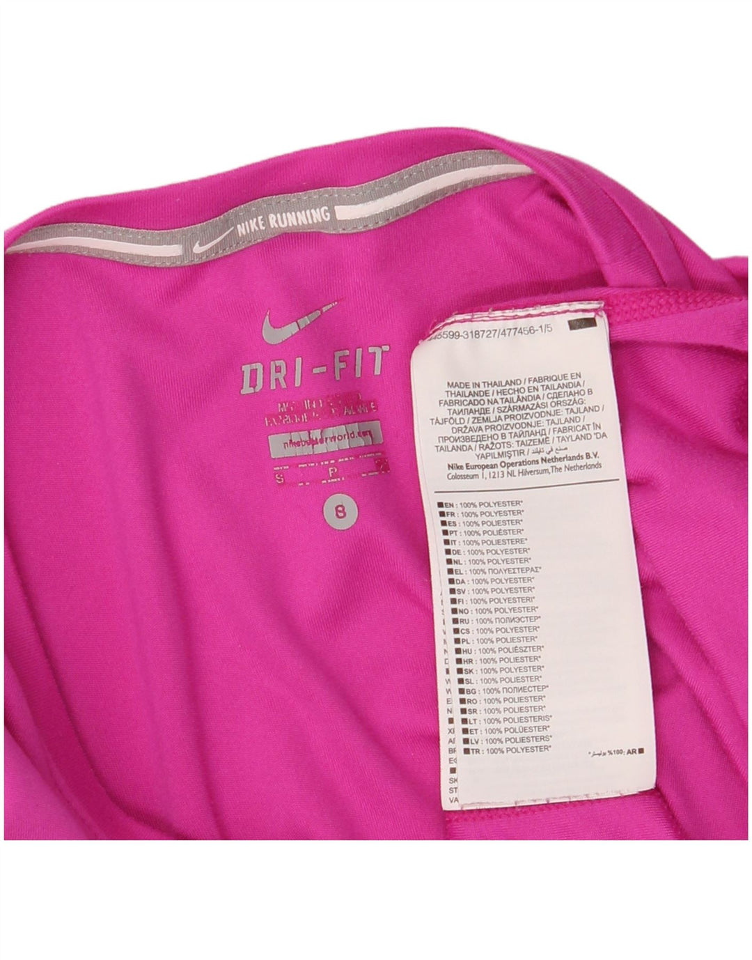 Camiseta feminina NIKE Dri Fit UK 8 pequena rosa poliéster