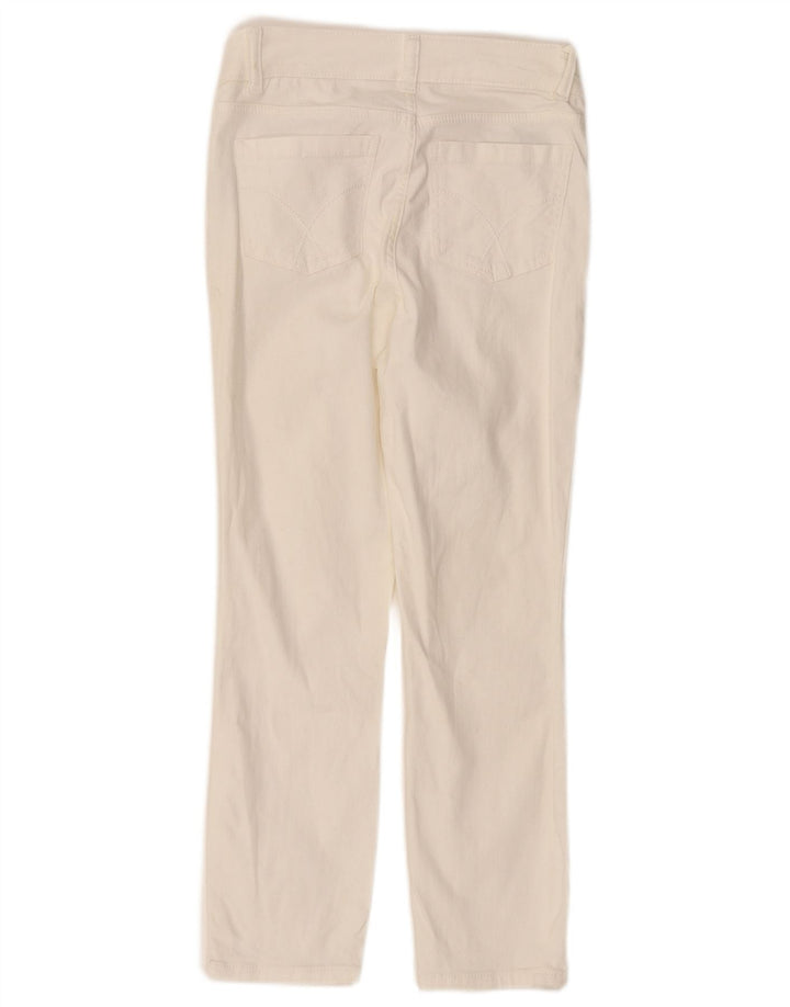 CREW CLOTHING Calça jeans feminina cintura baixa cortada Reino Unido 8 pequeno W26 L23 branco