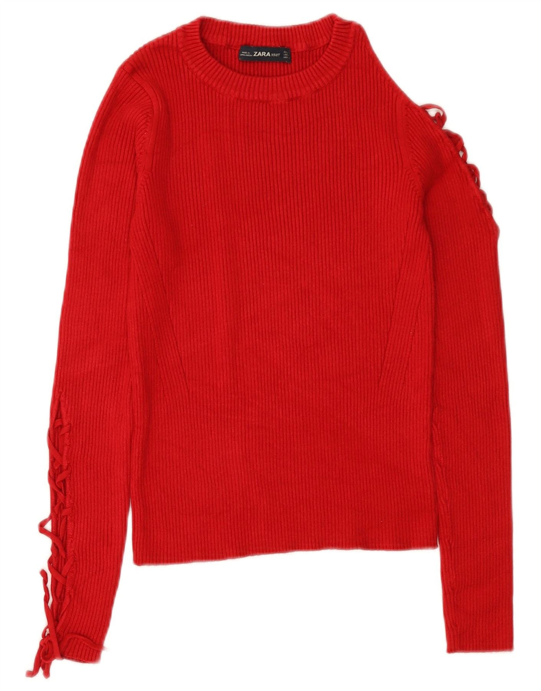 Suéter feminino Zara com gola canoa e gola redonda, Reino Unido 12 médio vermelho