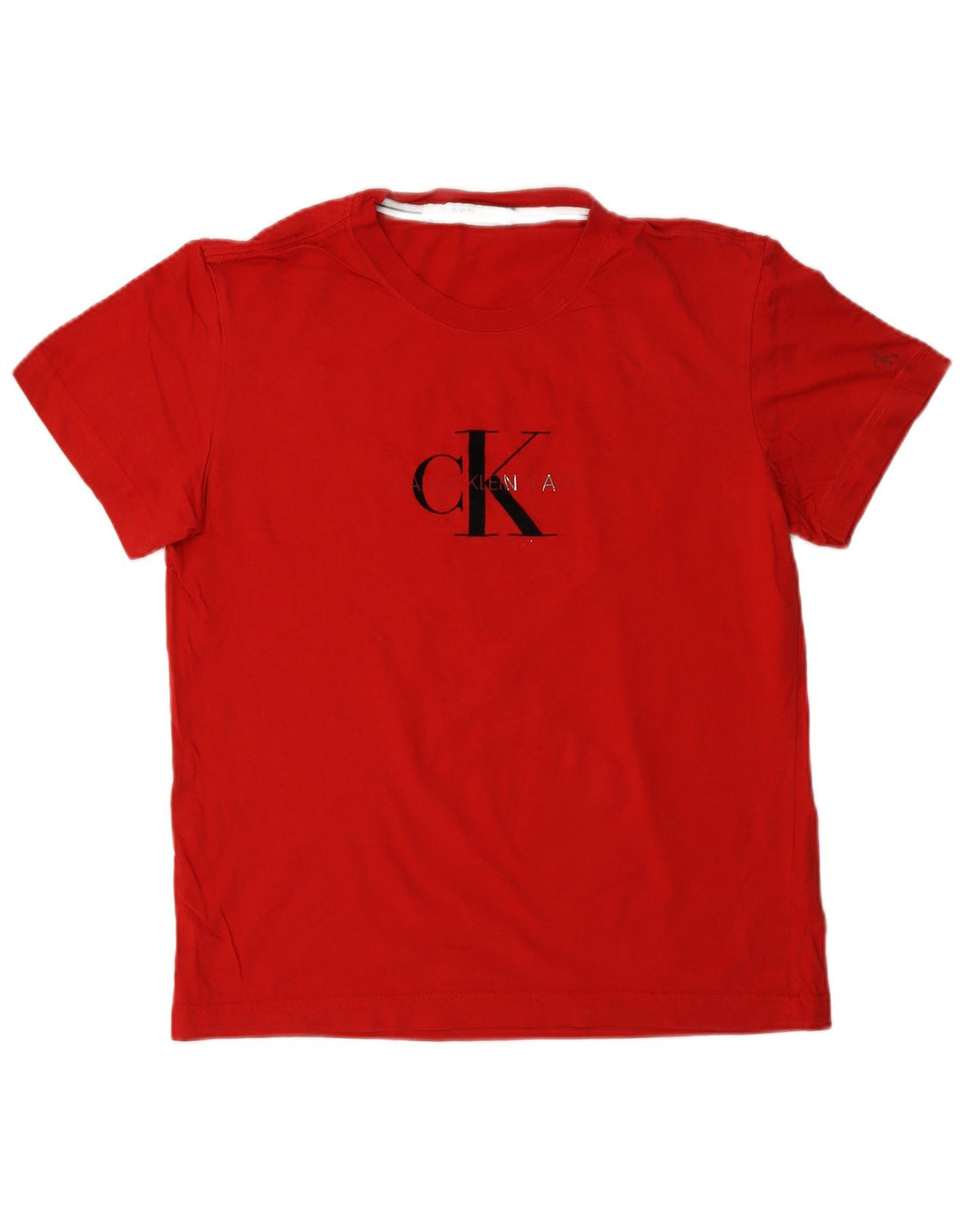 Camiseta feminina CALVIN KLEIN JEANS com estampa gráfica UK 14 algodão vermelho médio