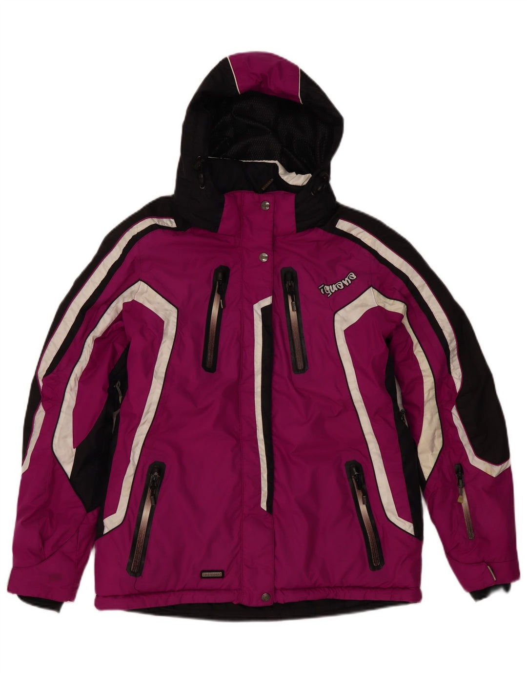 Jaqueta de esqui com capuz feminina Iguana EU 40 poliéster colorblock rosa médio