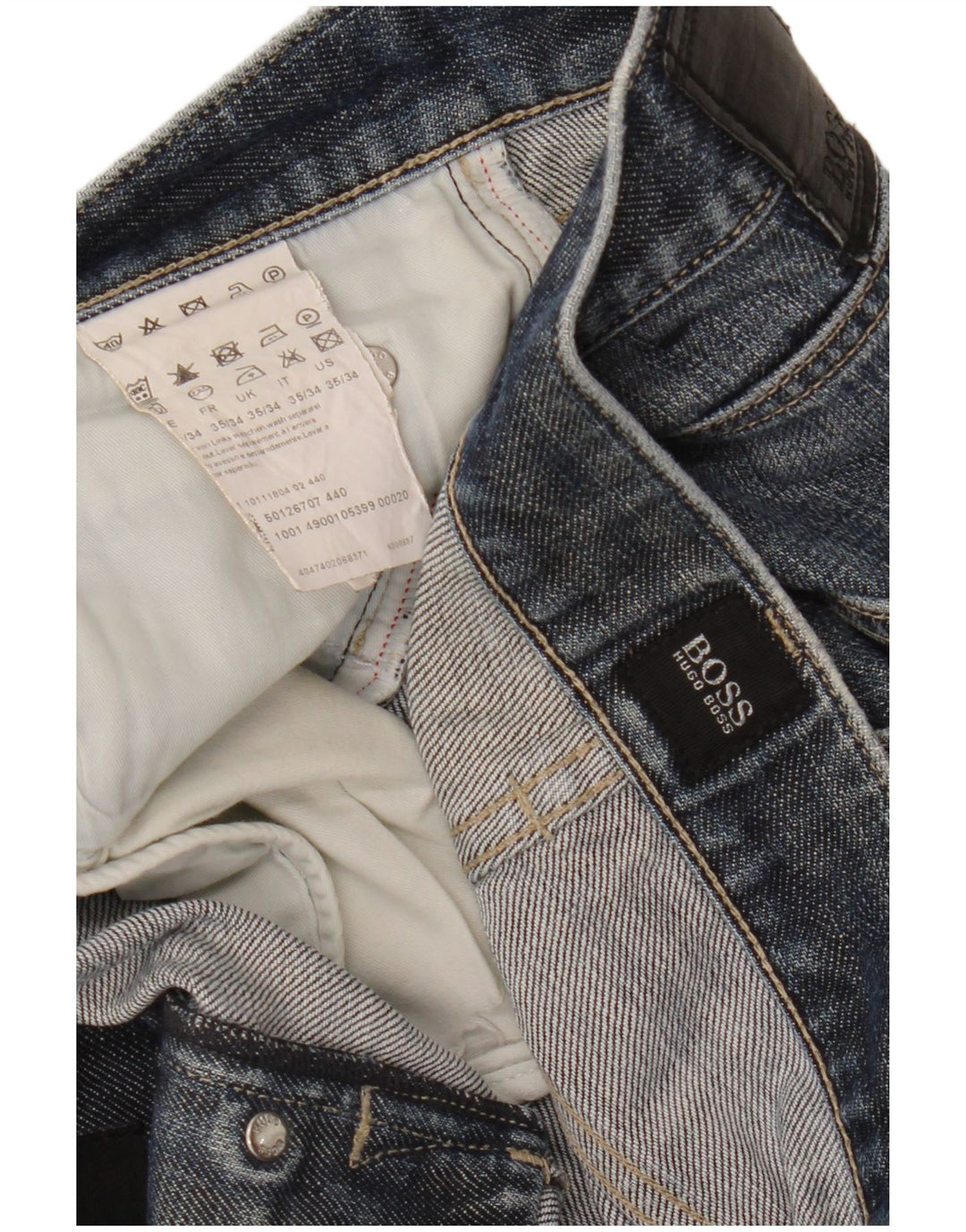 Hugo Boss Mens Straight Jeans W35 L34 Azul Algodão