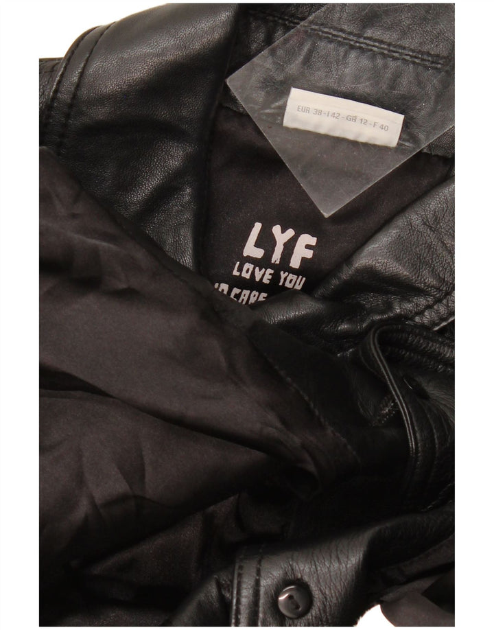 Casaco de couro feminino Street One UK 12 couro preto médio