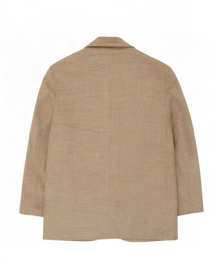 Jaqueta blazer feminina Topshop com 3 botões Reino Unido 12 poliéster bege médio