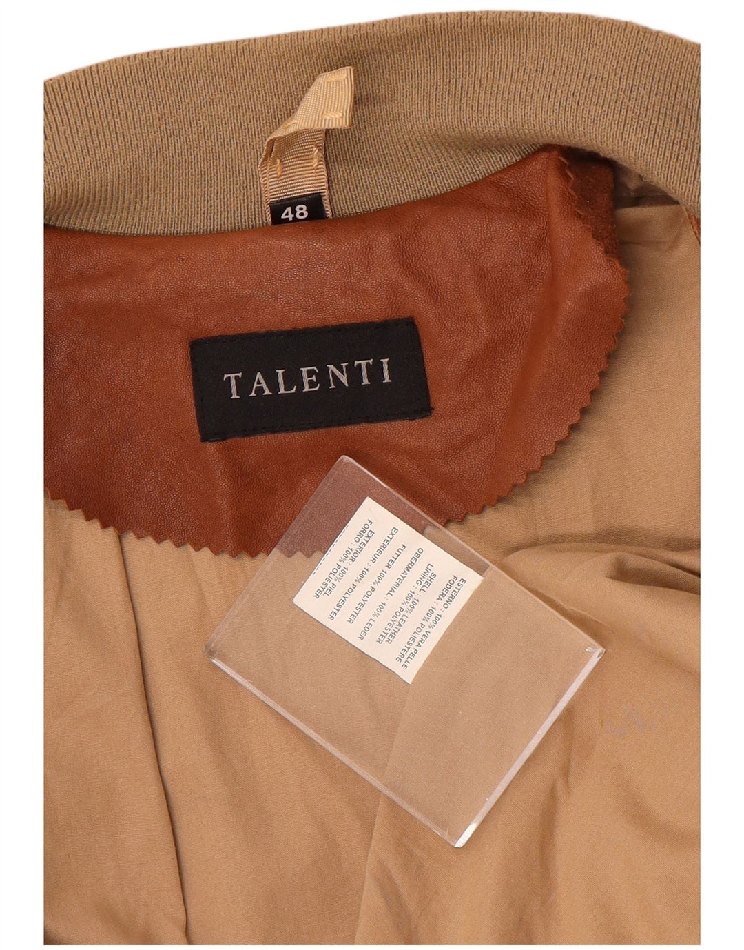 Jaqueta masculina de couro Talenti IT 48 couro colorblock marrom médio