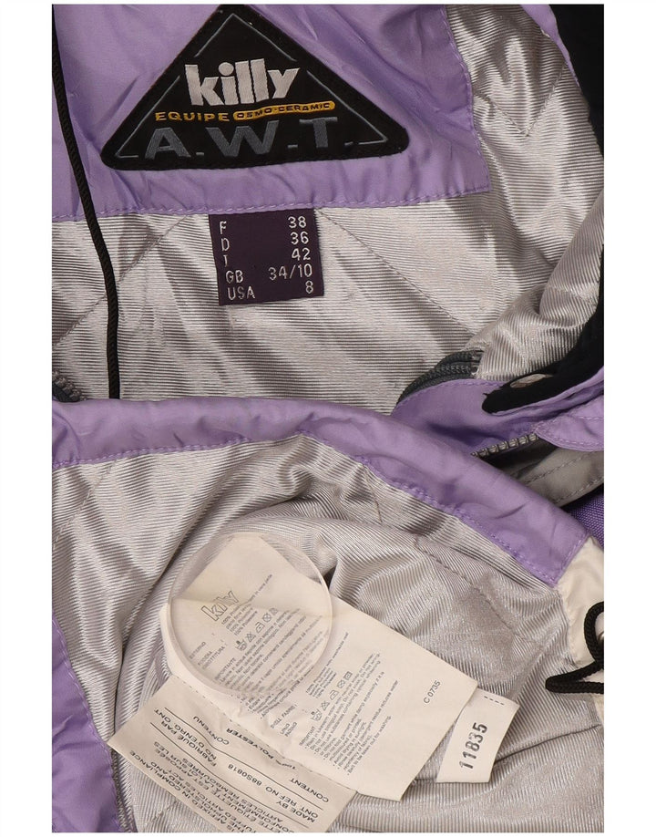 Jaqueta de esqui com capuz para mulheres Killy UK 10 poliéster roxo pequeno Colourblock