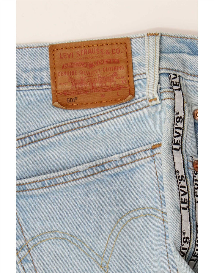 Calça jeans feminina Levi's 501 Graphic Straight W30 L26 azul colorblock