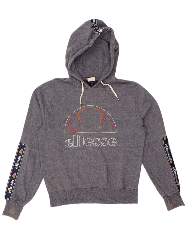 ELLESSE Womens Graphic Hoodie Jumper UK 14 Large Navy Blue Colourblock