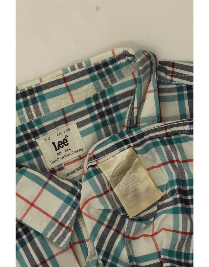Camisa masculina de manga curta Lee 2XL algodão xadrez azul