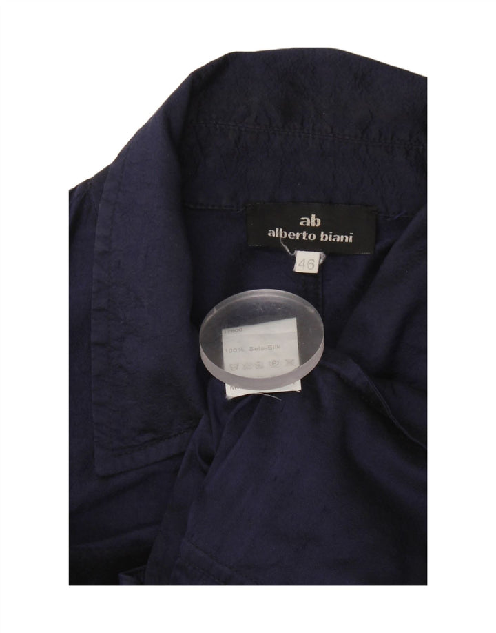 Jaqueta bomber feminina Alberto Biani IT 46 grande seda azul marinho