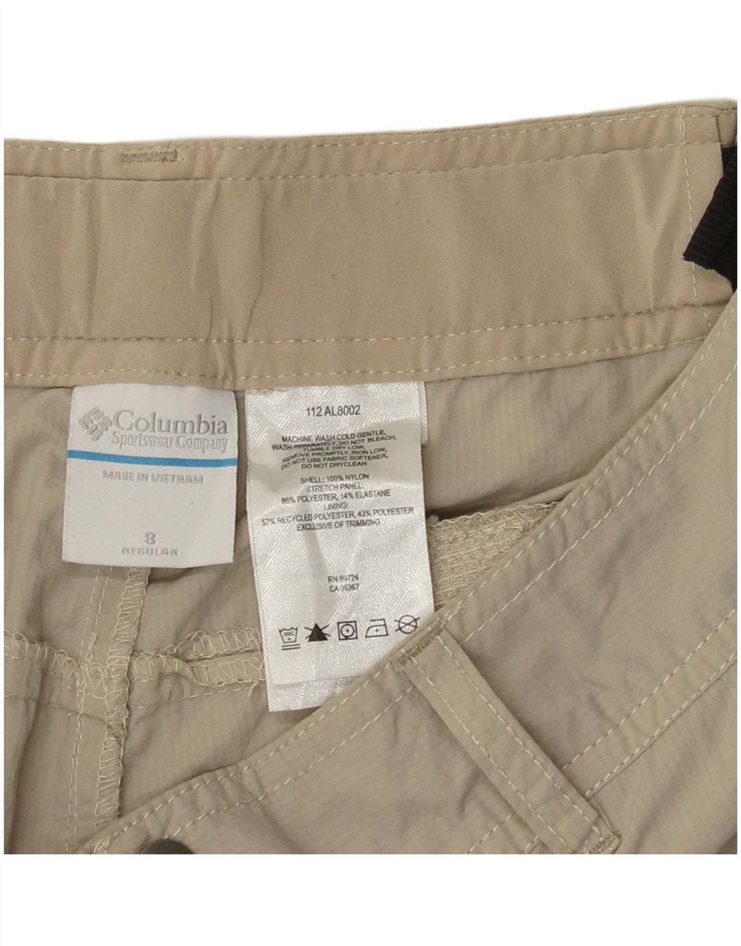 Calça cargo feminina regular COLUMBIA US 8 médio W30 L31 nylon bege