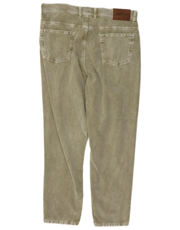 Calça masculina Carrera cropped de veludo cotelê W34 L26 algodão cáqui
