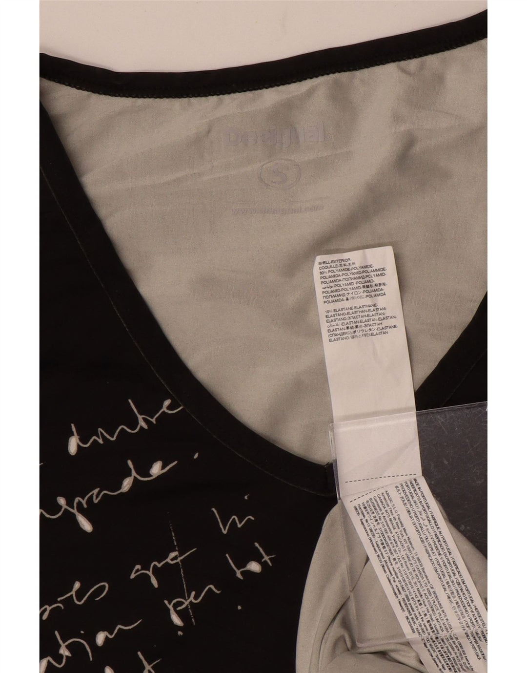 Camiseta gráfica feminina Desigual Top UK 10 pequena poliamida preta