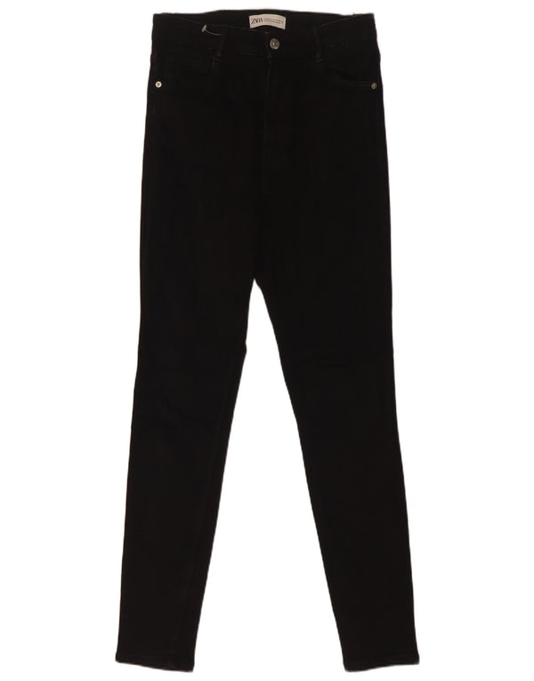 Zara Jeans Skinny Feminino UE 38 Pequeno W28 L29 Algodão Preto
