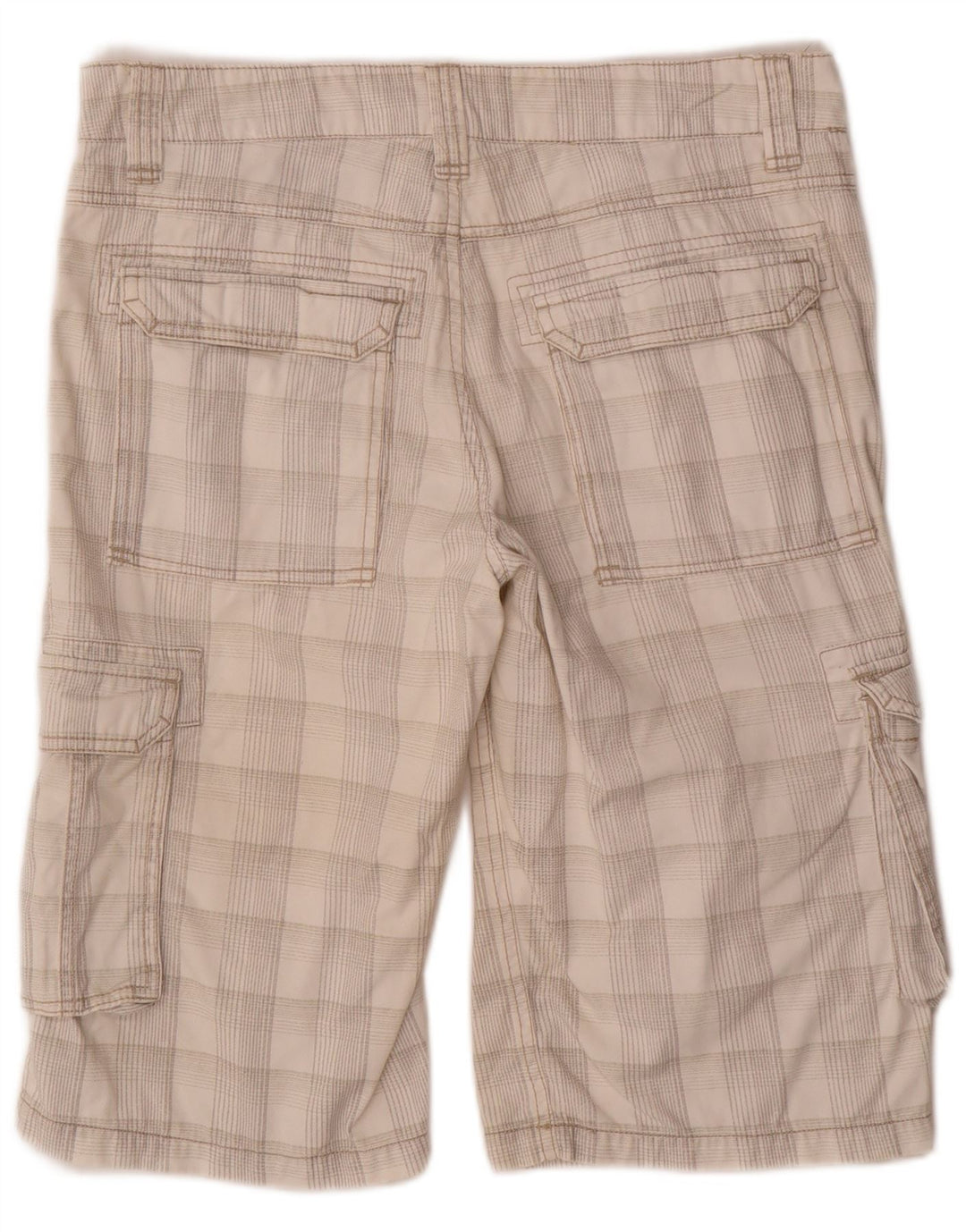 CLOCK HOUSE Mens Cargo Shorts W32 Médio Off White Check Algodão
