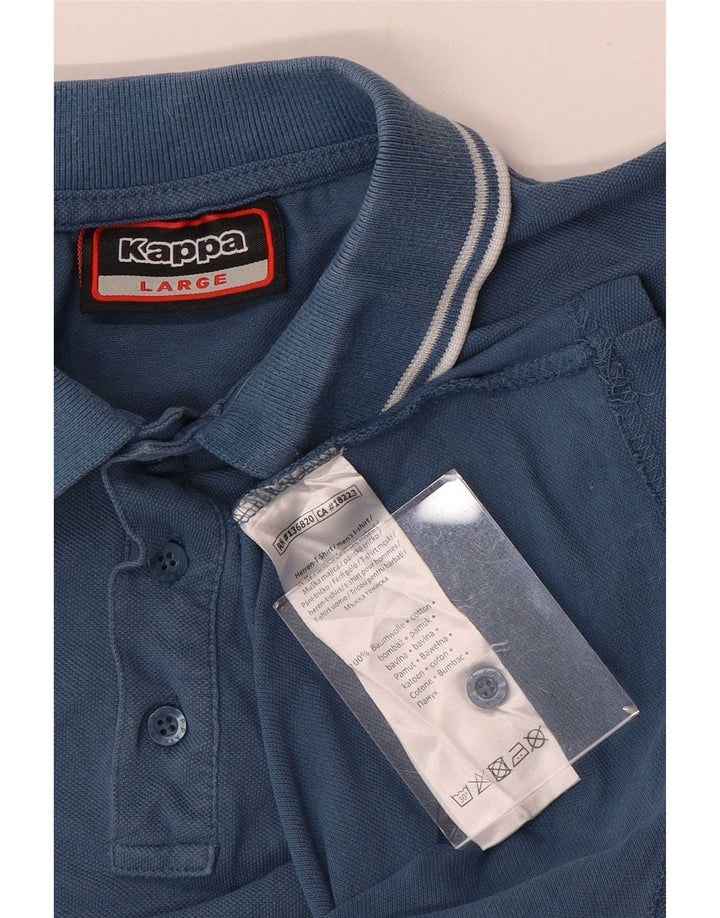 Camisa polo masculina Kappa grande algodão listrado azul