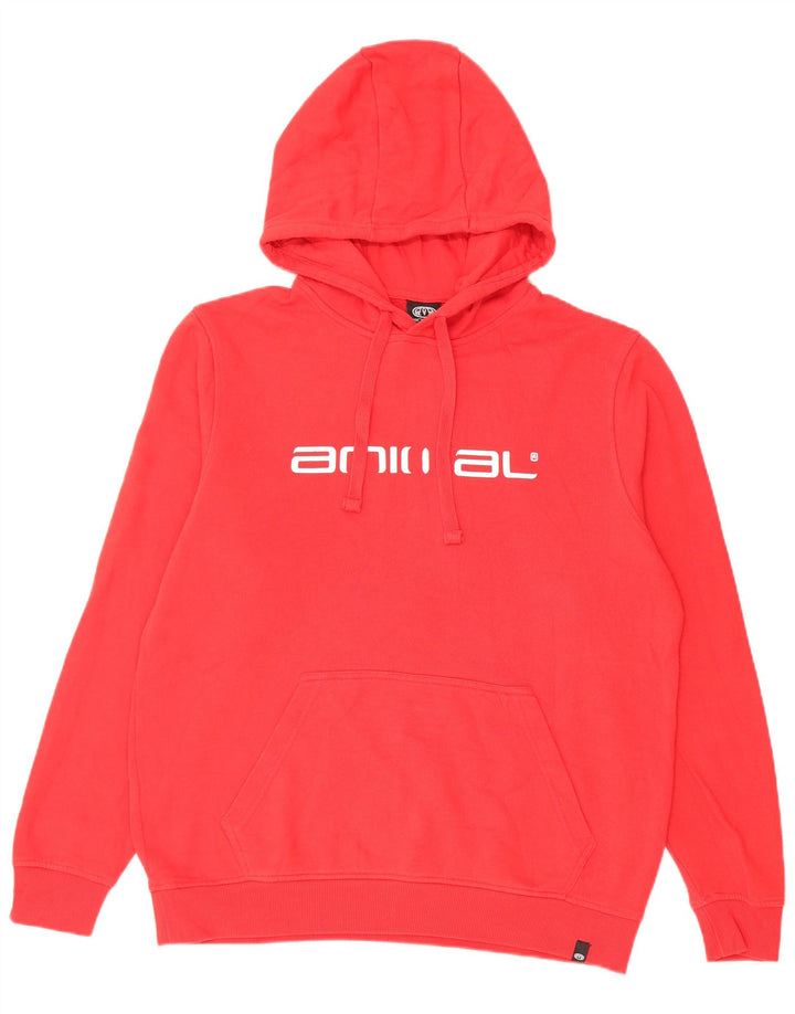Animal masculino gráfico moletom com capuz médio algodão vermelho
