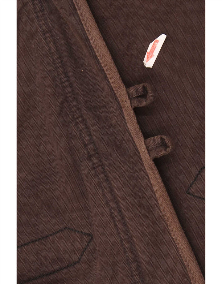 Jaqueta corta-vento feminina Levi's UK 10 pequena espinha de peixe marrom