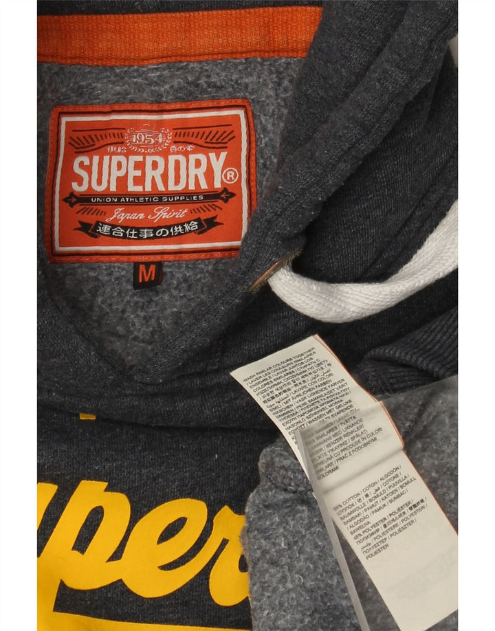 Suéter Superdry masculino com capuz gráfico cinza médio algodão