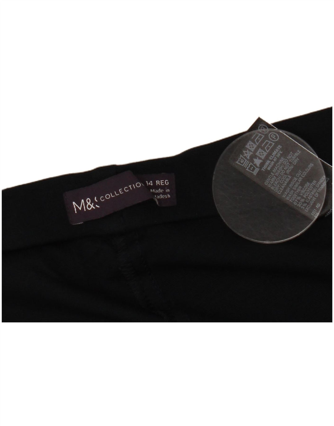 Calça casual feminina Marks & Spencer UK 14 grande W34 L29 preta viscose