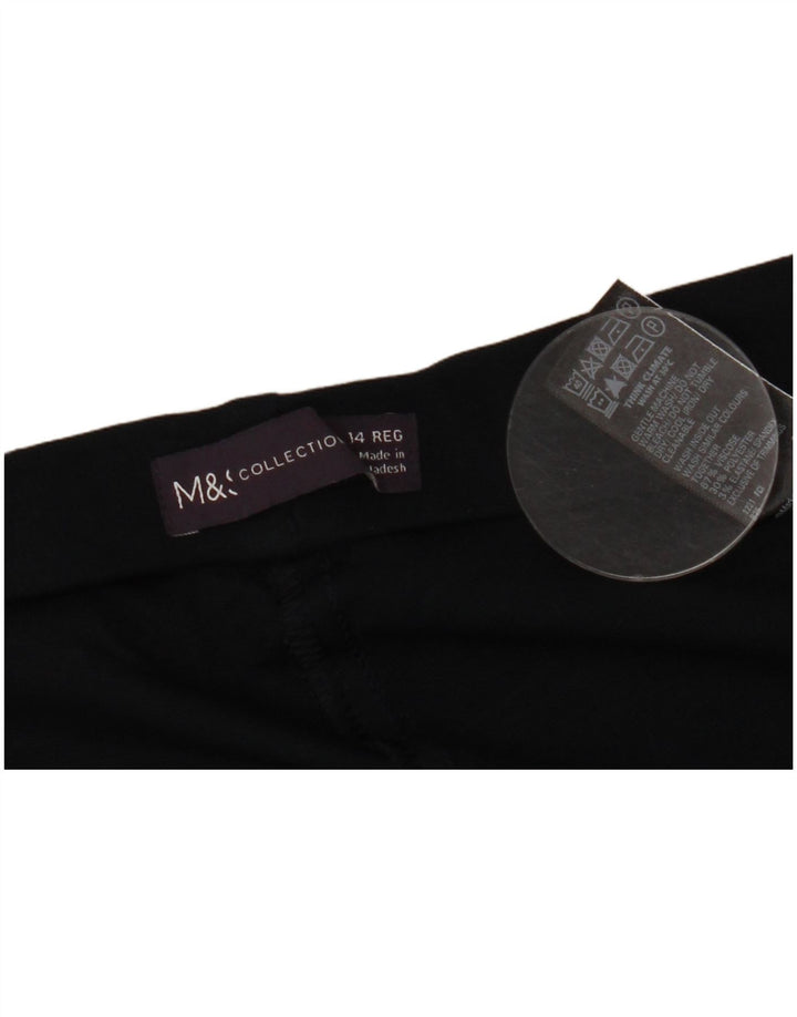 Calça casual feminina Marks & Spencer UK 14 grande W34 L29 preta viscose