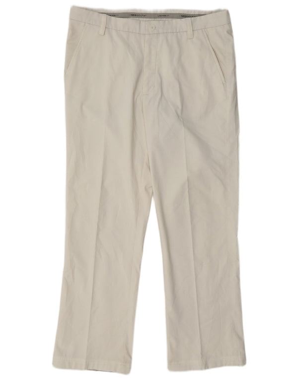 Calças Chino masculinas Nike Golf cintura baixa W34 L30 poliéster branco