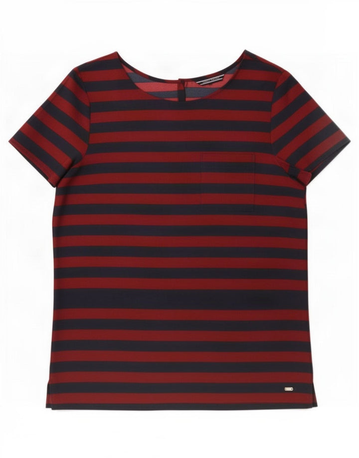 Blusa feminina Tommy Hilfiger US 8 poliéster listrado vermelho médio