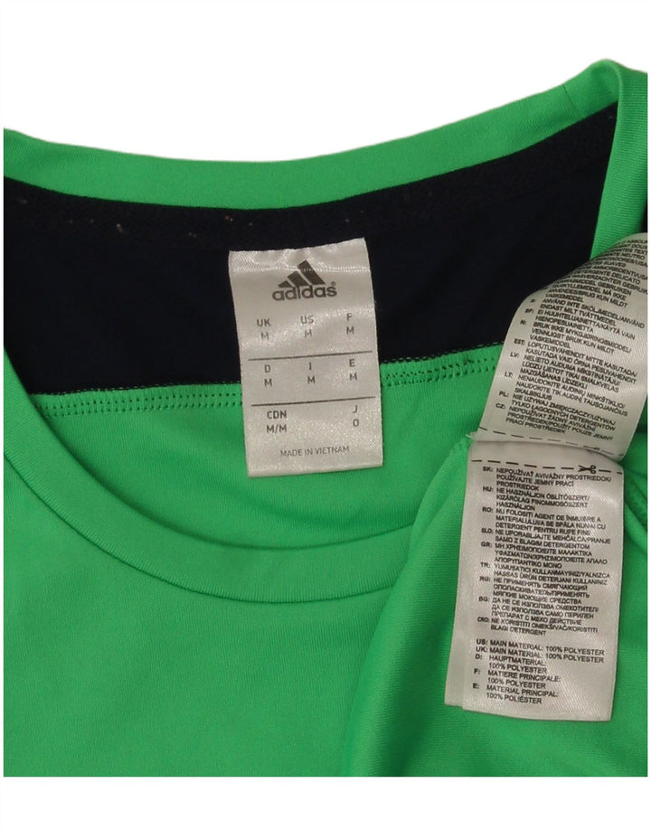 Camiseta masculina Adidas Top médio verde colorblock poliéster