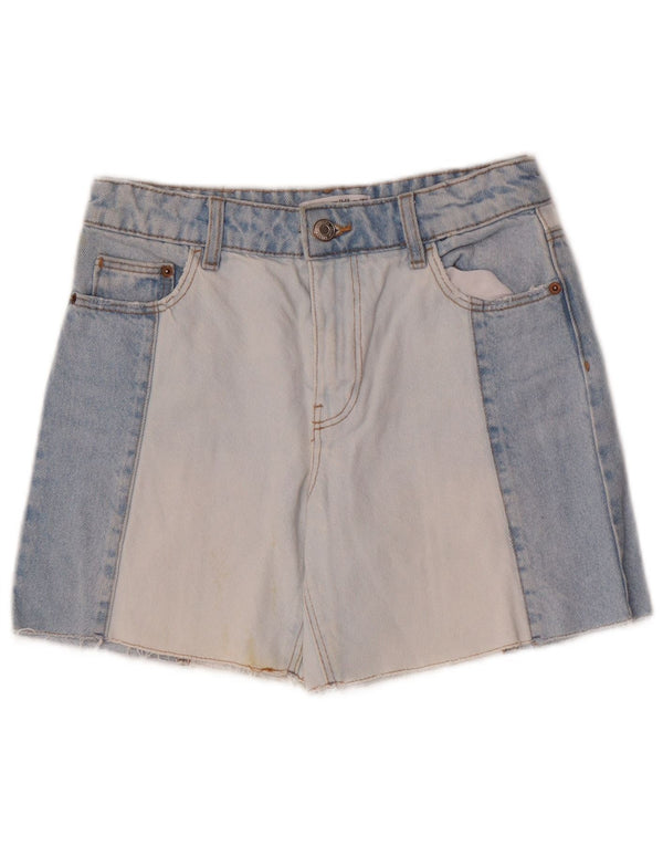 Shorts jeans femininos Zara 11-12 anos W26 azul colorblock algodão
