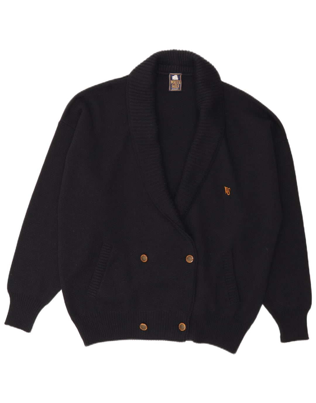 Suéter cardigã masculino oversized White Sails US 6 lã azul marinho médio