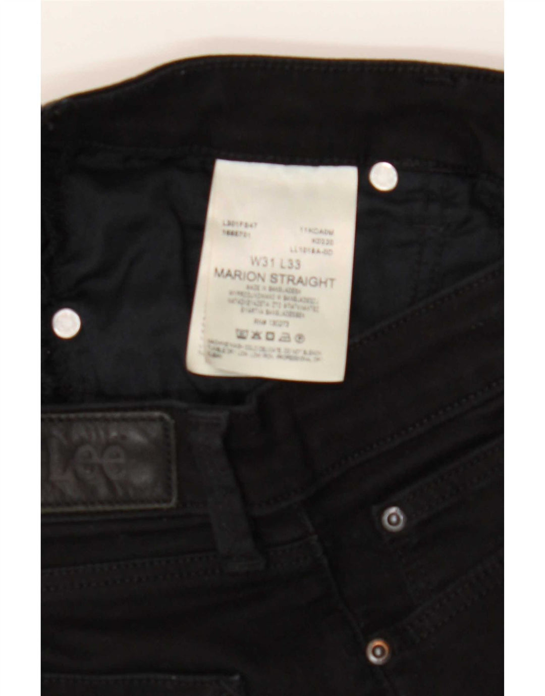 Lee Womens Marion Straight Jeans W31 L33 Algodão Preto
