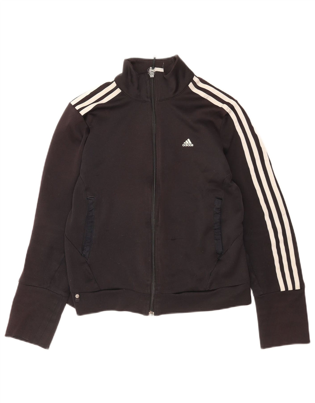 Adidas Womens Climalite Crop Tracksuit Top Jacket UK 12 Médio Preto
